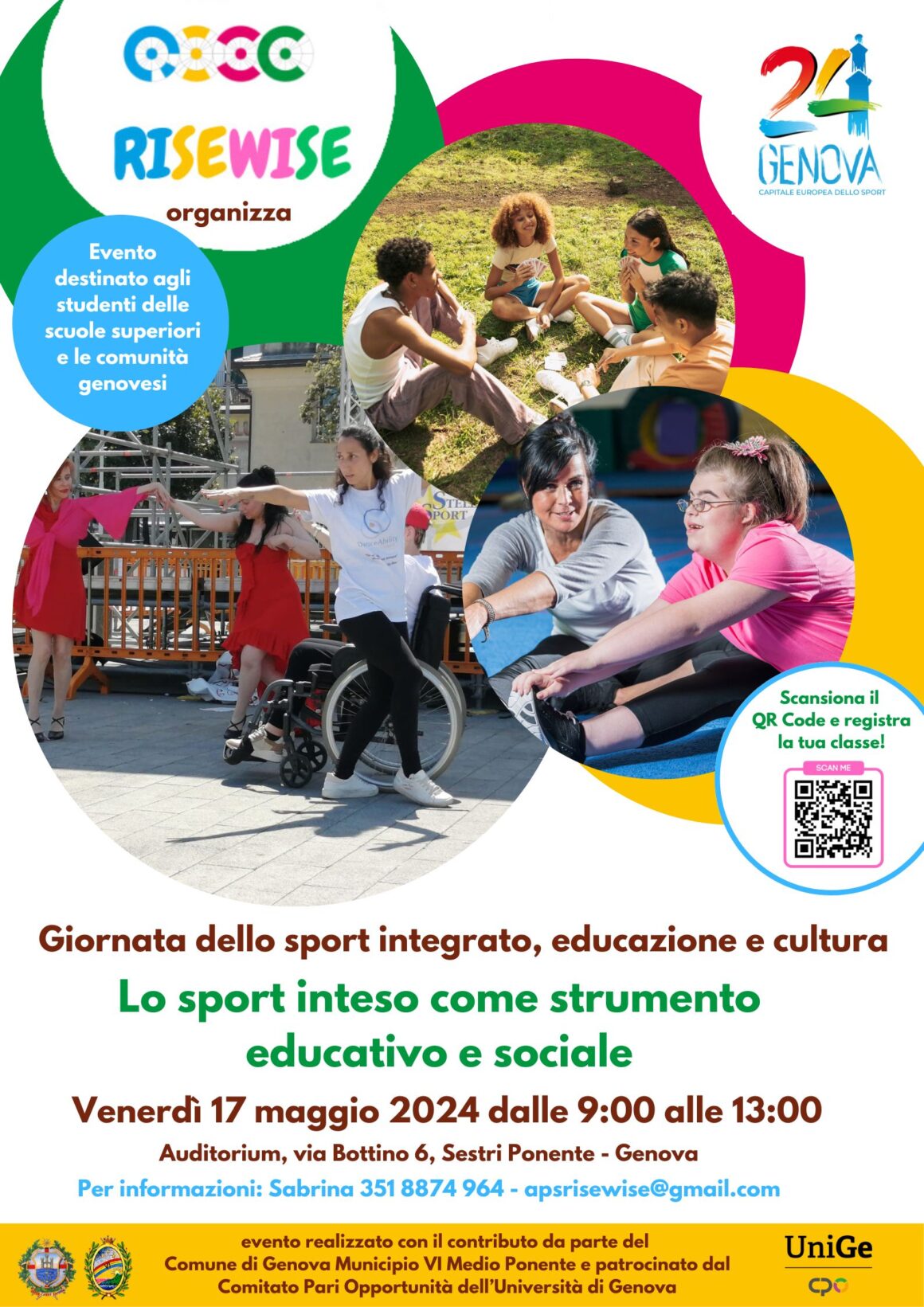 17/05 “Giornata dello sport integrato, educazione e cultura” – Evento riservato alle scuole superiori e alle comunità del territorio genovese